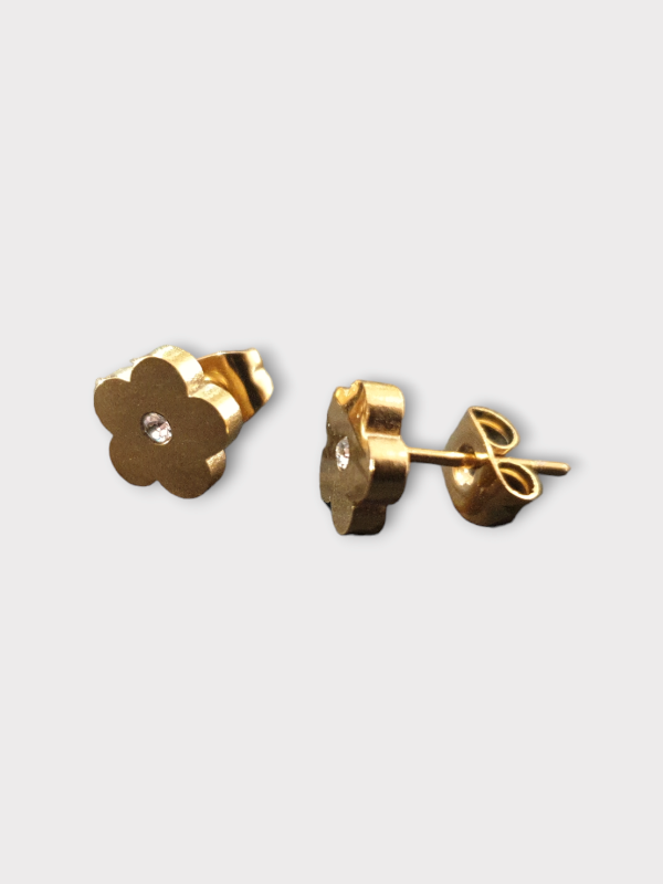 Plated Skin Friendly Nickel, Copper Free Stainless Steel Flower Stud Earrings_2123102 Gold