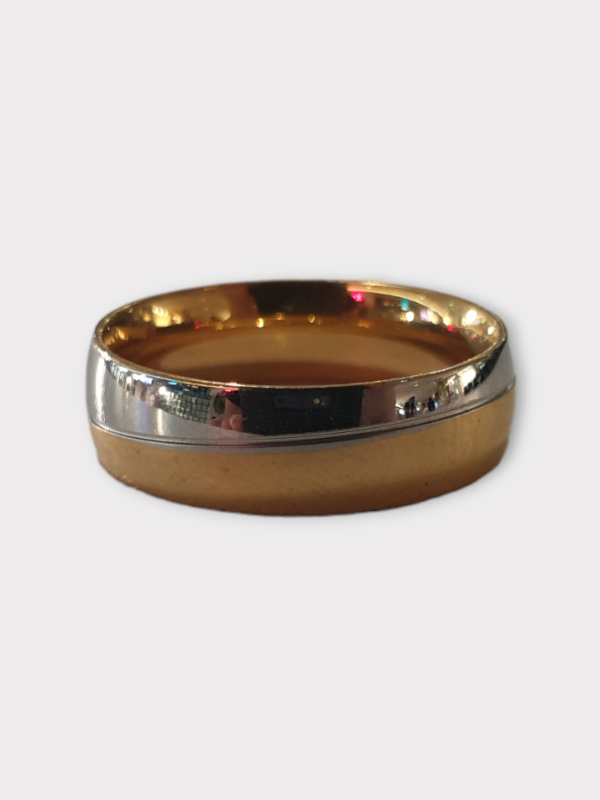 Plated Silver Mix Two Tone Skin Friendly, Nickel, Copper Free Stainless Steel Band Ring_2123729 Gold